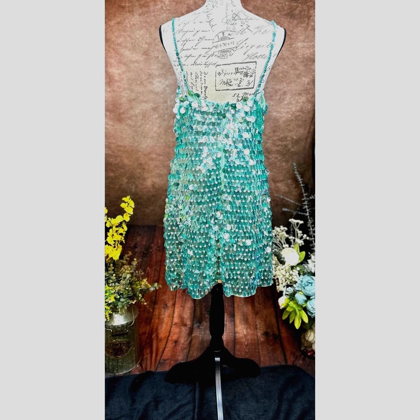 Other Mac Duggal Slim Strap Paillette Sequin Mini Dress Mint M Size M / US 6-8 / IT 42-44 - 10 Thumbnail