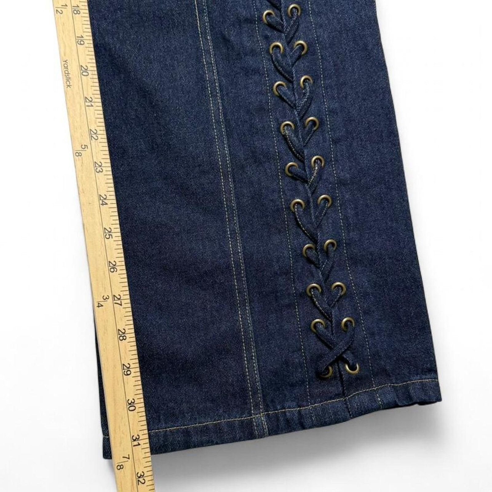 Other White Fox navy blue lace up wide leg jeans Size XS Size 26" / US 2 / IT 38 - 7 Thumbnail