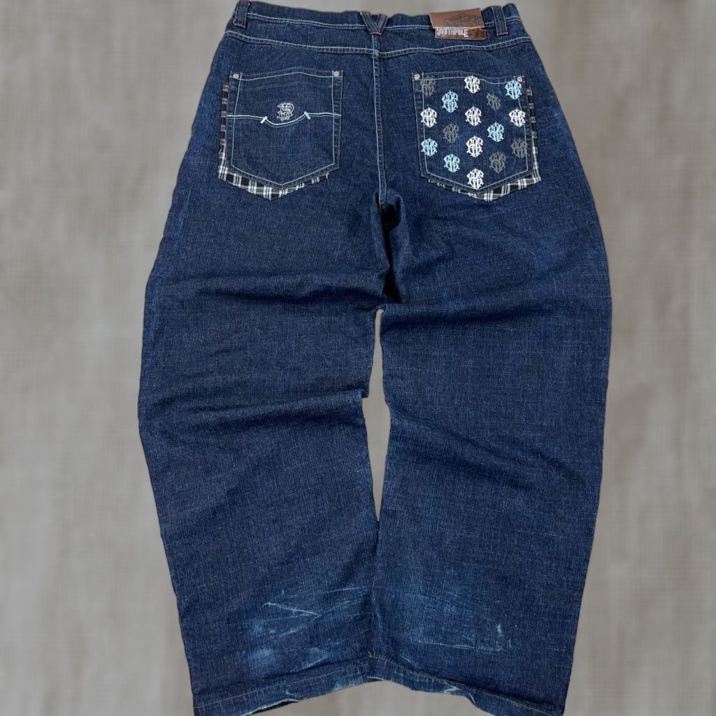 Southpole VINTAGE South Pole Jeans Men's 42x33 Baggy Wide-Leg Dark Wash 90s Hip Hop 5-Pocket Denim Blue Mens Size 42 Regular Waist Mens Size US 42 / EU 58 - 1 Thumbnail