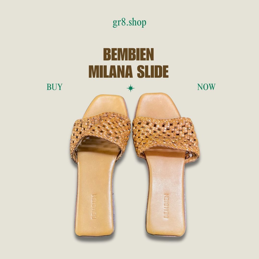 Bembien Bembien Milana Slide Sandals Woven Leather Upper Tan Size 6 Size US 6 / IT 36 - 1 Thumbnail