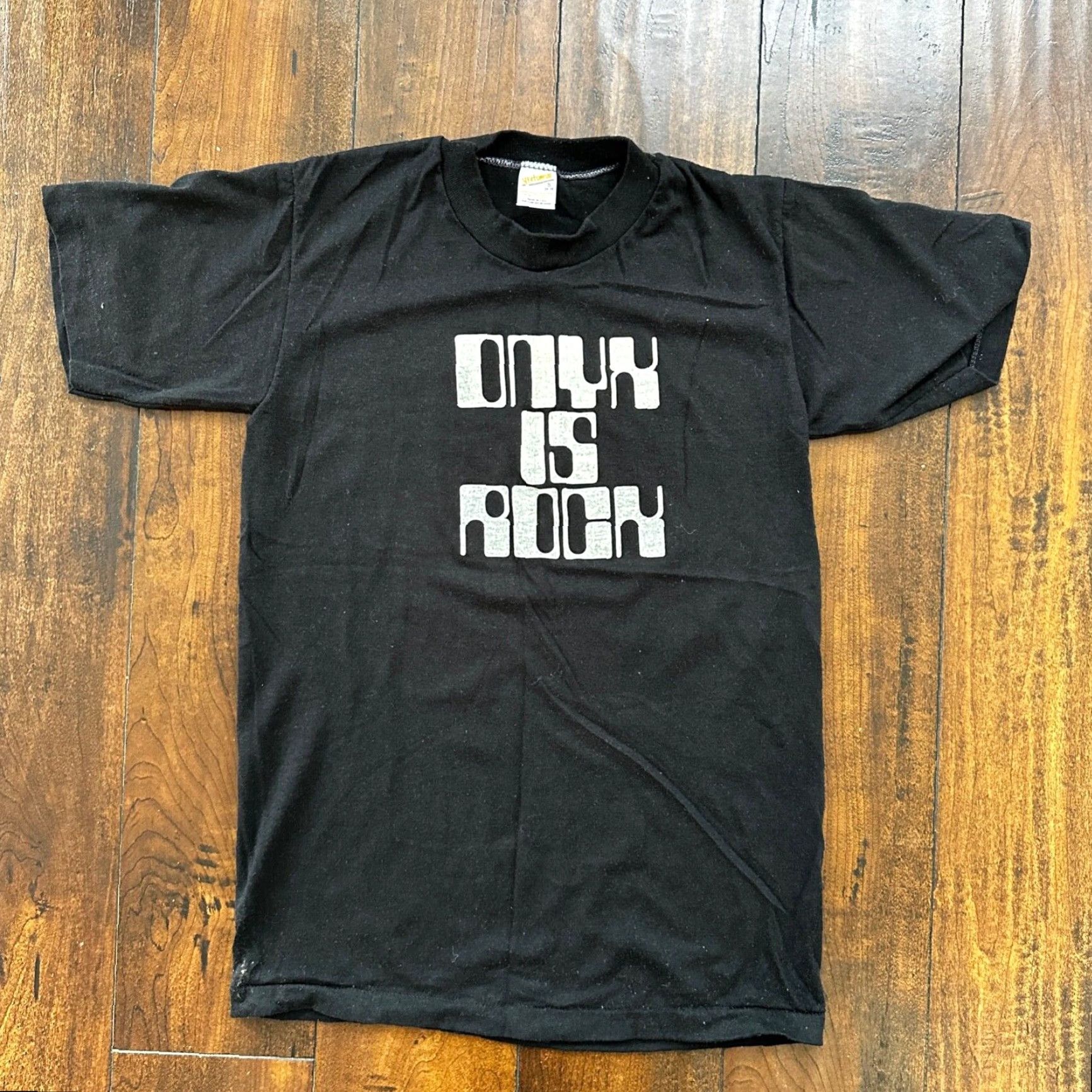 Vintage VINTAGE ONYX is Rock T-Shirt 1970s Heavy Metal Funny Humor 70s Stones Mens S Black Crew Neck Short Sleeve Graphic Print Regular Vintage Size US S / EU 44-46 / 1 - 5 Thumbnail