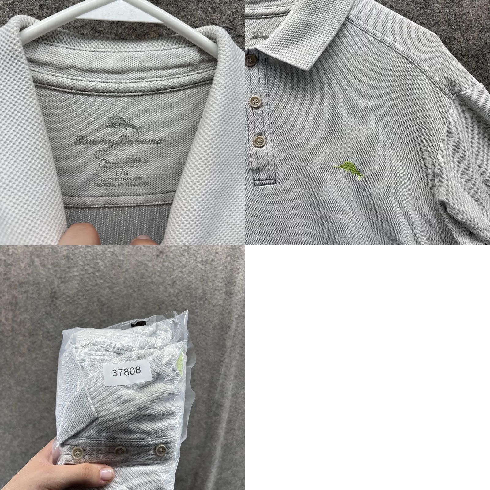 Tommy Bahama Tommy Bahama Shirt Mens L Gray Supima Cotton Polo Golf Casual Knit Polo Short Sleeve Ribbed Collar Marlin Logo Solid Pattern KnitRelaxed Fit Size US L / EU 52-54 / 3 - 8 Thumbnail