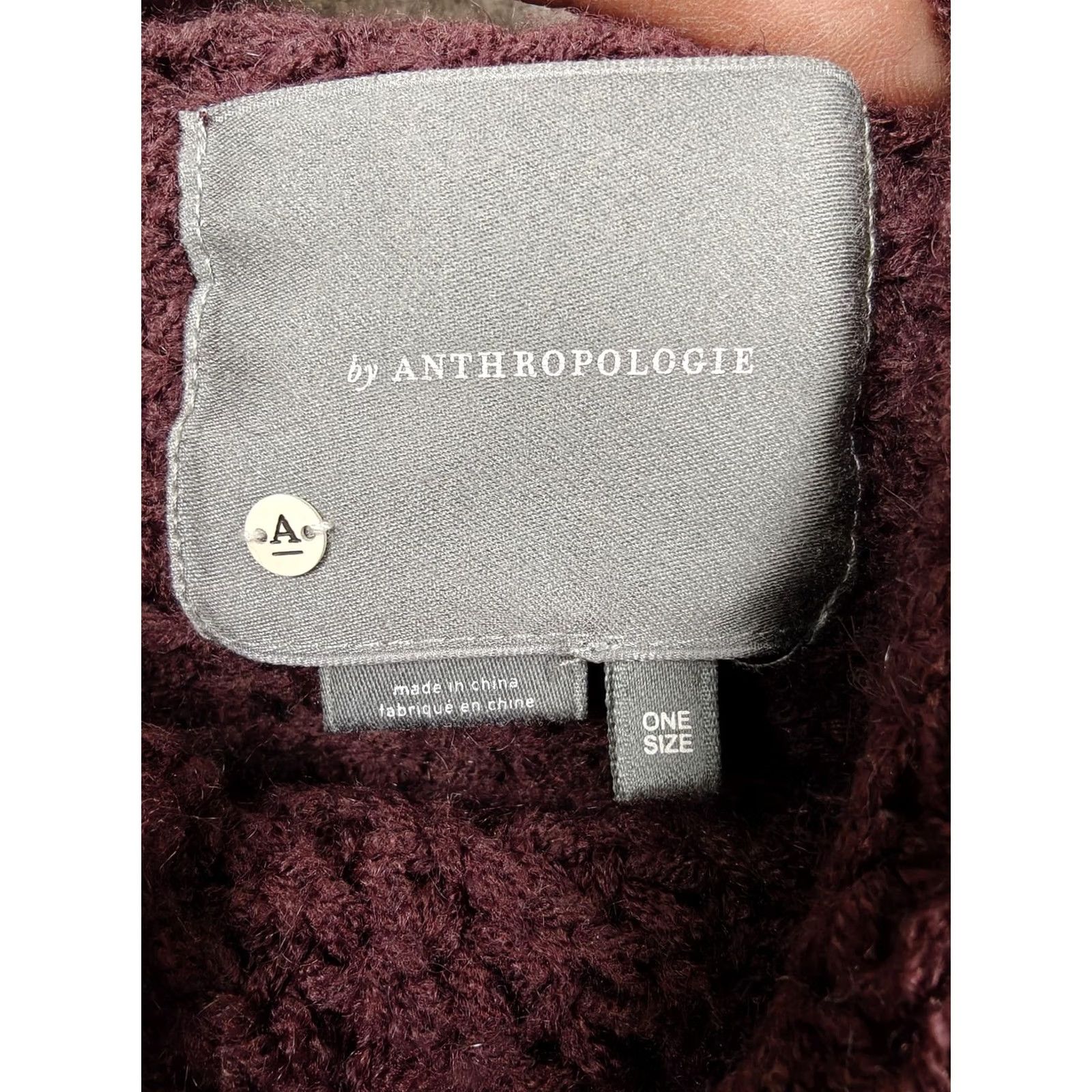 Anthropologie Anthropologie Sweater Cape Womens One Size Purple Chunky Knit Turtleneck Poncho Size ONE SIZE - 3 Thumbnail