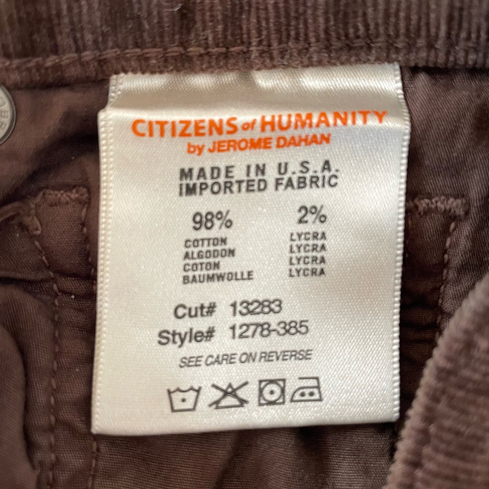 Citizens Of Humanity Citizens of Humanity Brown Corduroy Pant 28 Lowrise Straight Size 31" - 6 Thumbnail