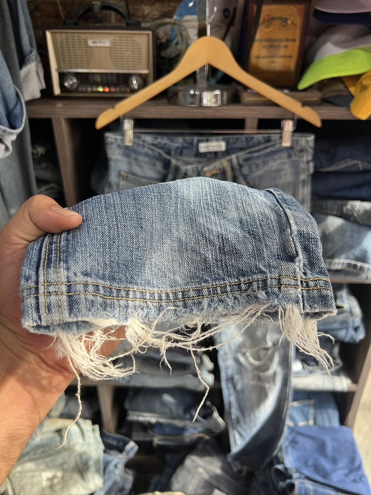 Michel Klein 🔥Klein Plus Homme Distressed Denim With Buckle Back Size US 33 - 6 Thumbnail