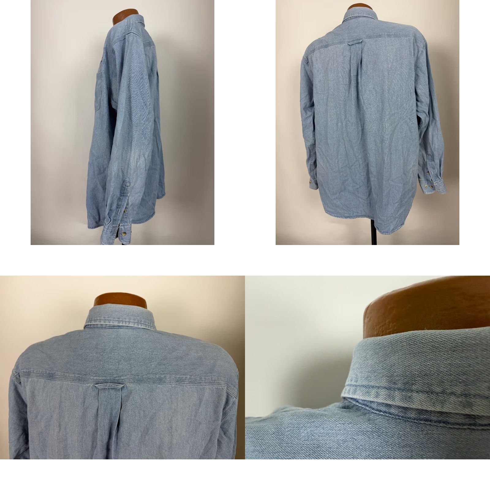 Denime VINTAGE Global Select Denim Shirt Mens Large Blue Embroidered 90s Casual Button-Up Collared Long Sleeve Midweight Pockets Size US L / EU 52-54 / 3 - 8 Thumbnail