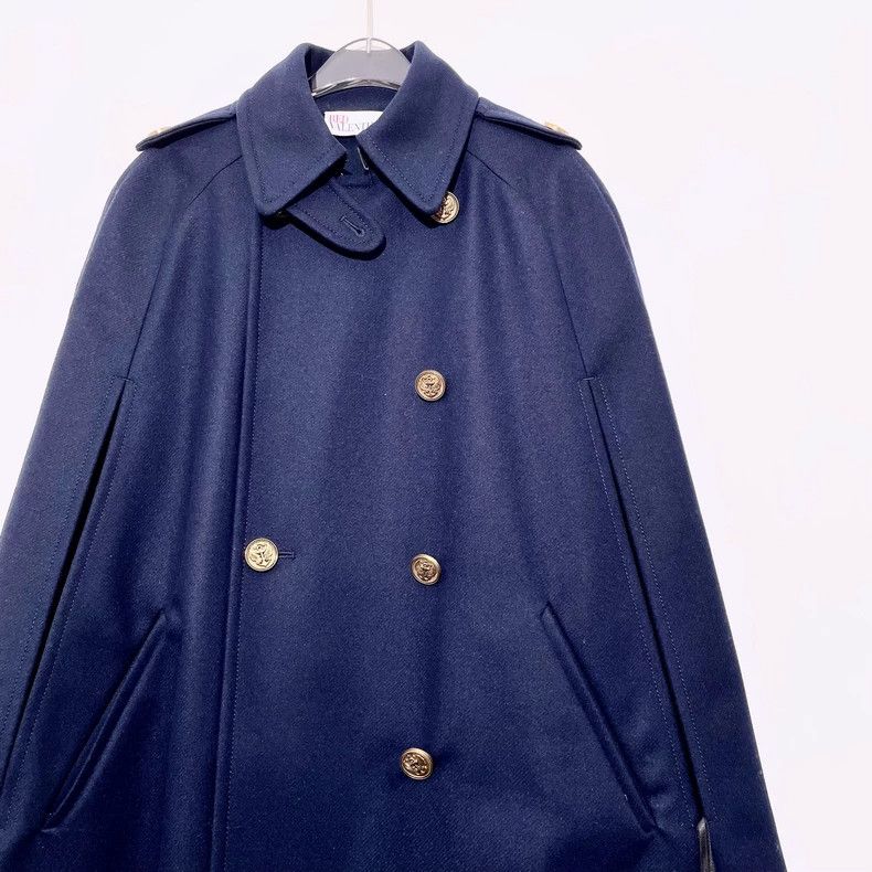 Valentino Valentino Navy blue double-breasted cape coat Size XS / US 0-2 / IT 36-38 - 4 Thumbnail