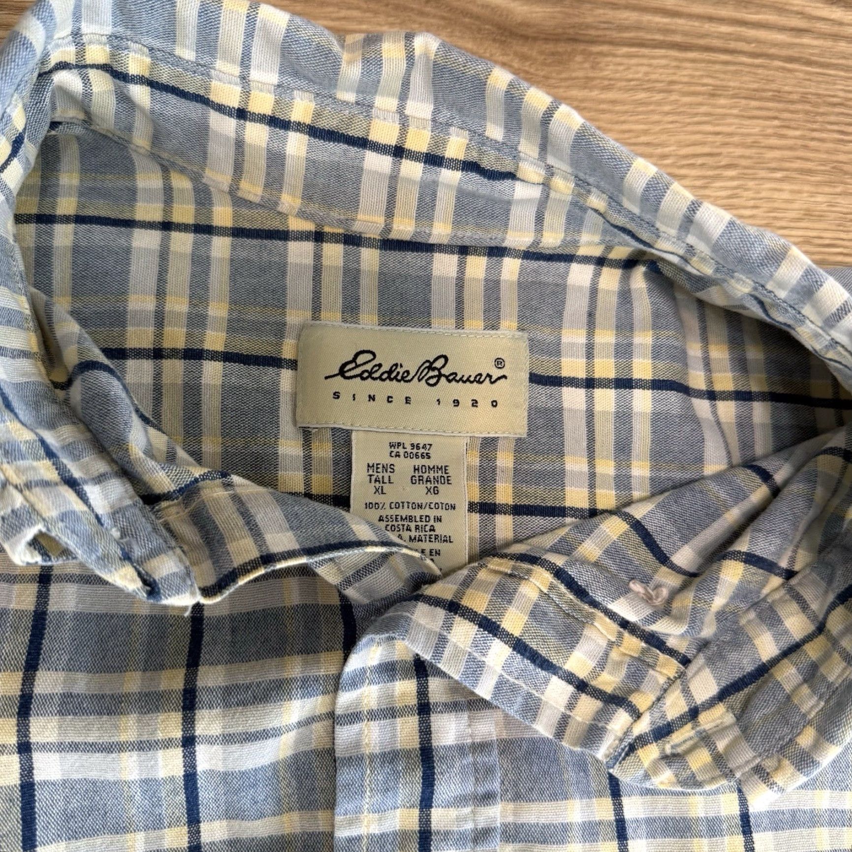 Eddie Bauer VINTAGE Eddie Bauer Shirt Men XL Tall Short Sleeve Blue Plaid Cotton Button-Down Size US XL / EU 56 / 4 - 2 Thumbnail