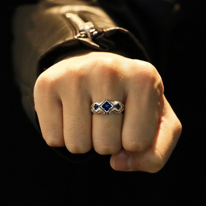 VIBE Men's Vintage Open Sapphire Ring Size ONE SIZE - 3 Thumbnail