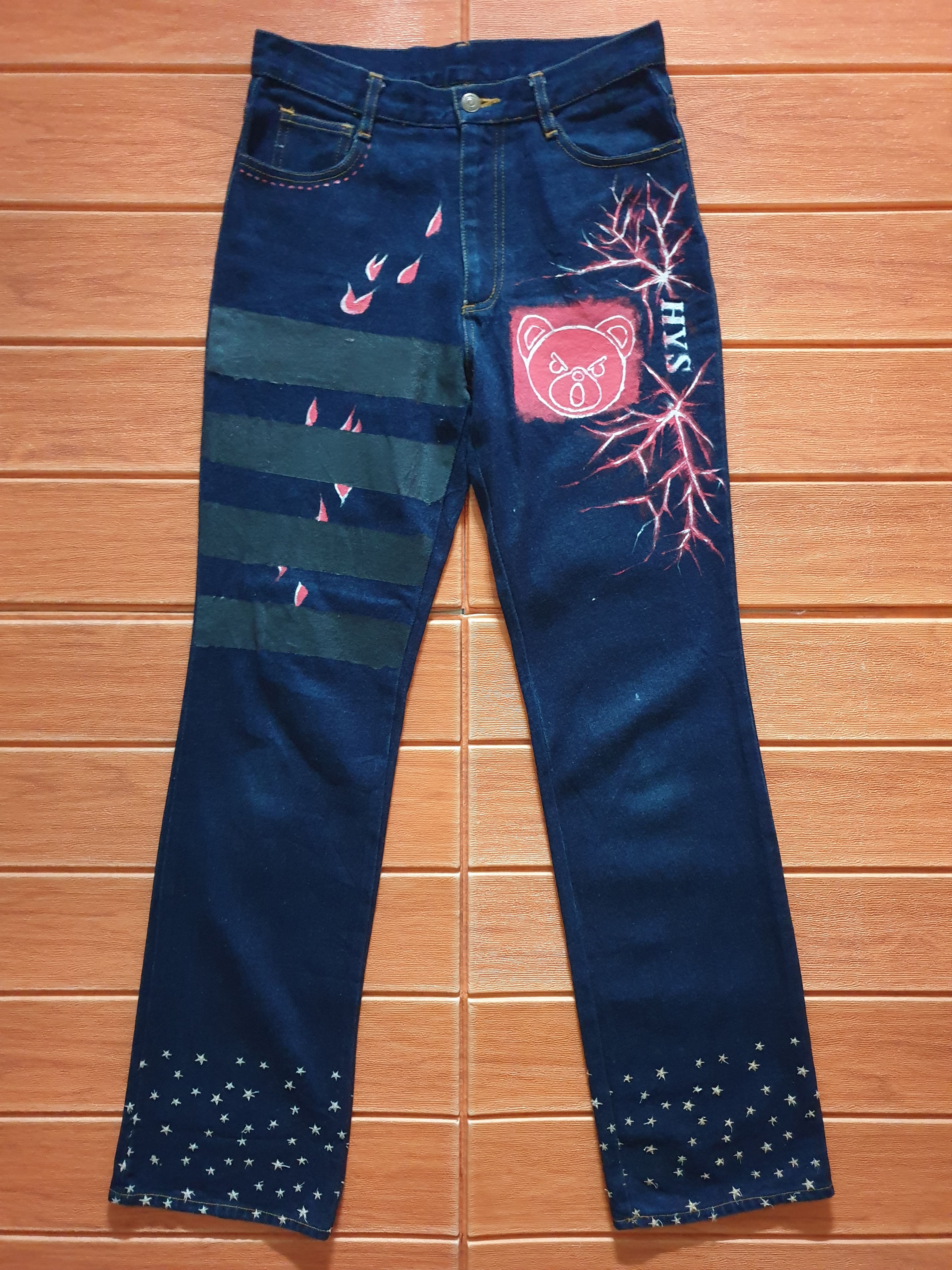 Japanese Brand Unnamed Custom sketch art boot cut pant Size US 27 - 1 Thumbnail