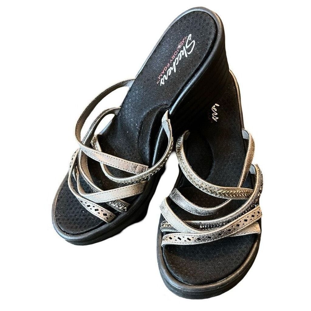 SKECHERS Skechers Cali Memory Foam Strappy Wedge Sandals Sz 9 Size US 9 / IT 39 - 2 Thumbnail