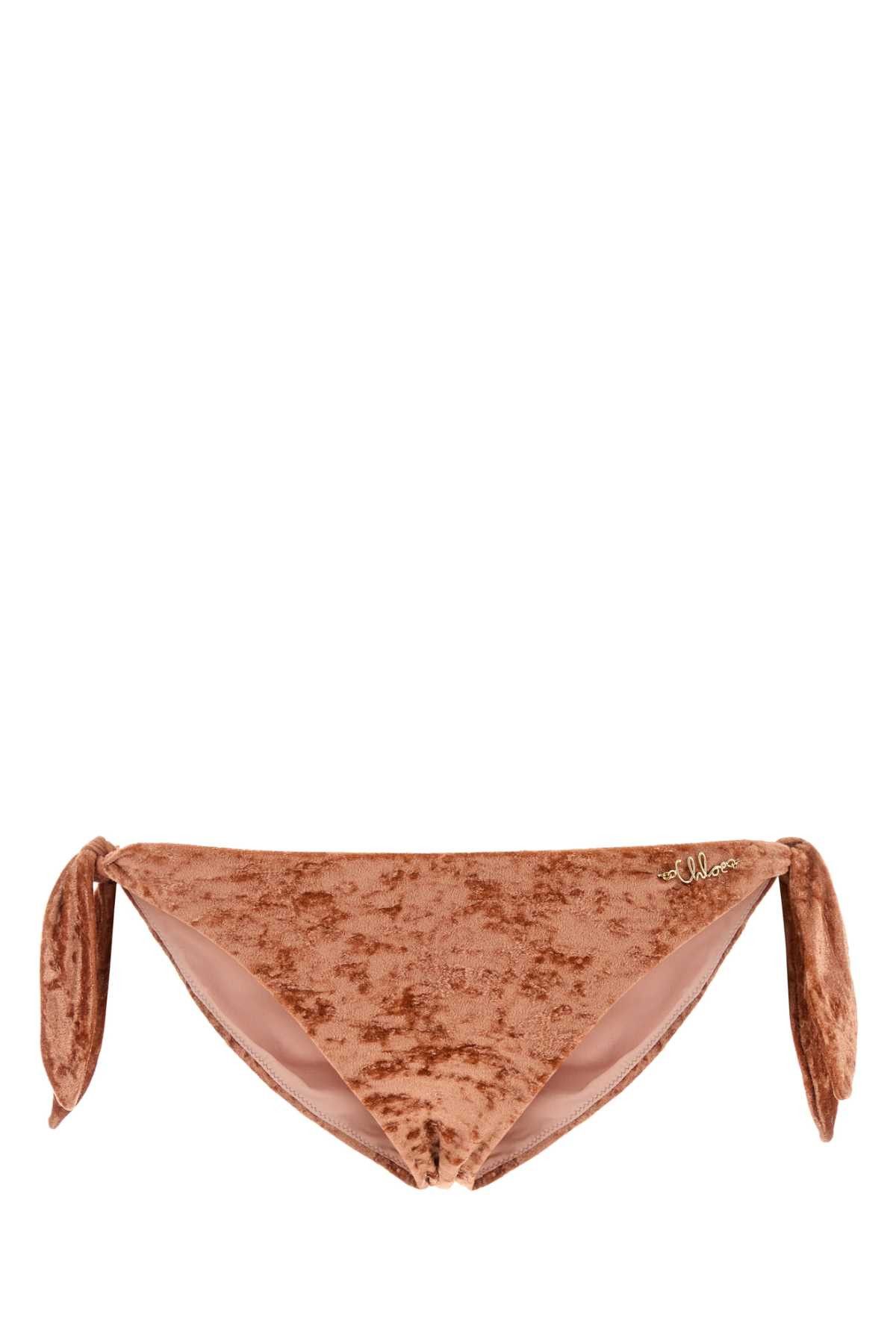 Peach Stretch Velvet Bikini Slip