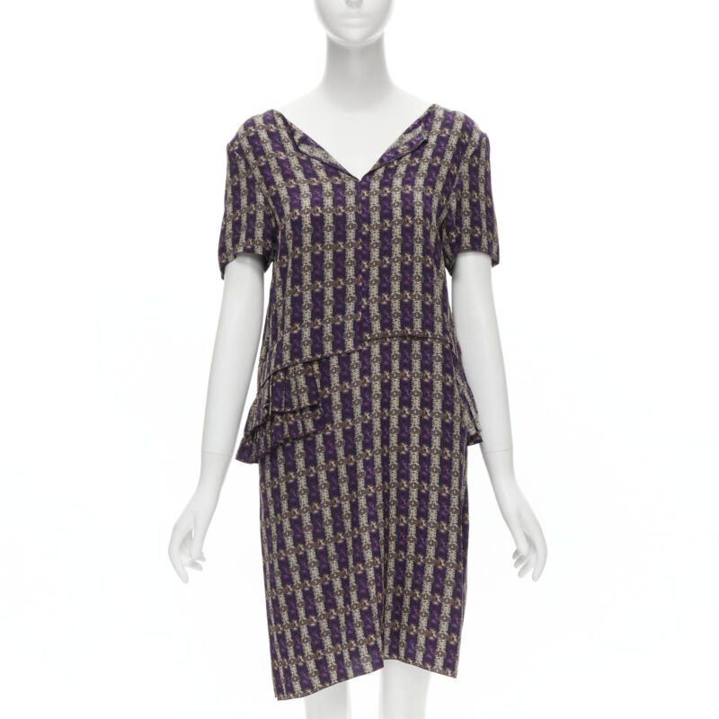 Marni MARNI purple jewel print tier ruffle waist sheath dress IT38 XS Size XS / US 0-2 / IT 36-38 - 1 Thumbnail