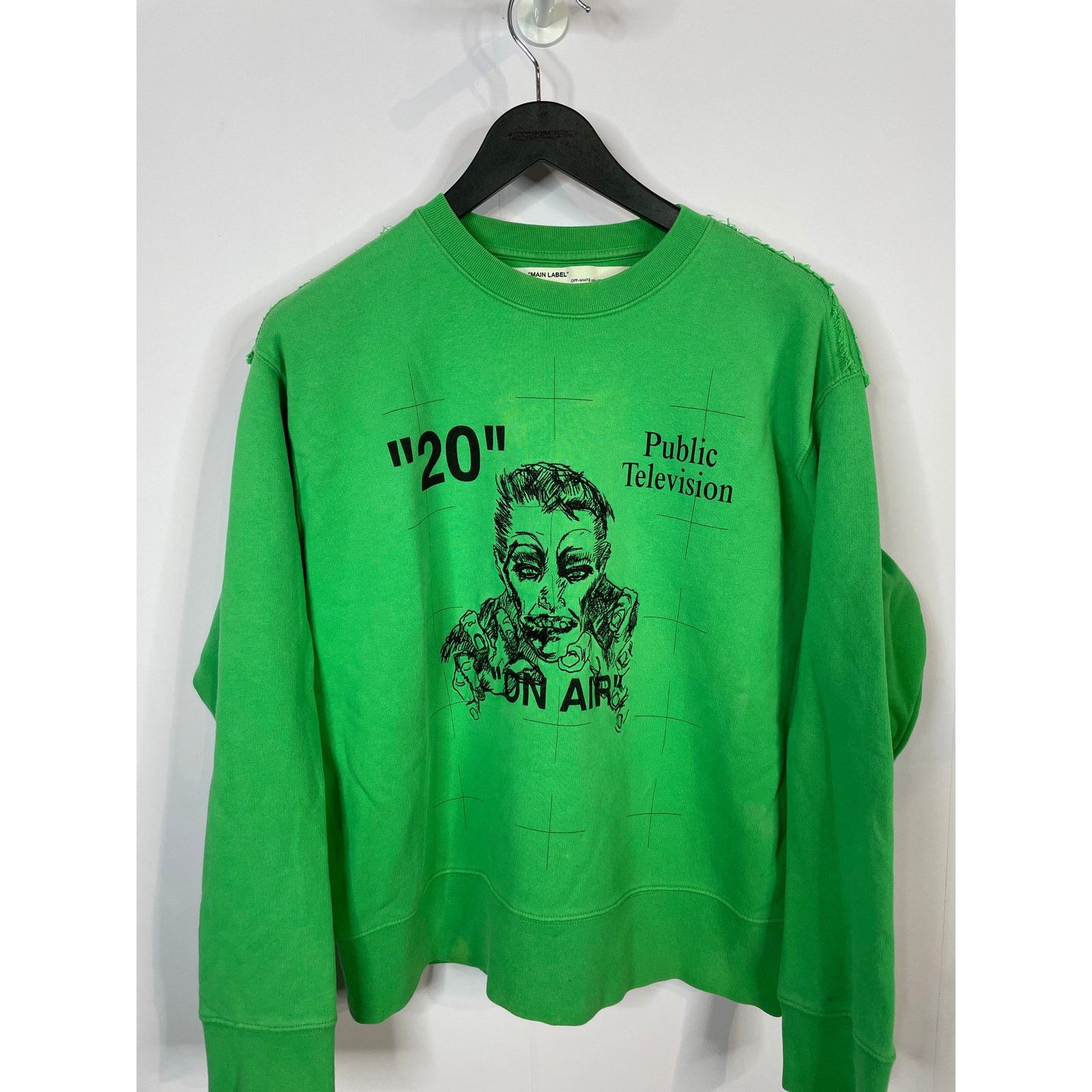 Off White Public TV Crewneck Green Used XS