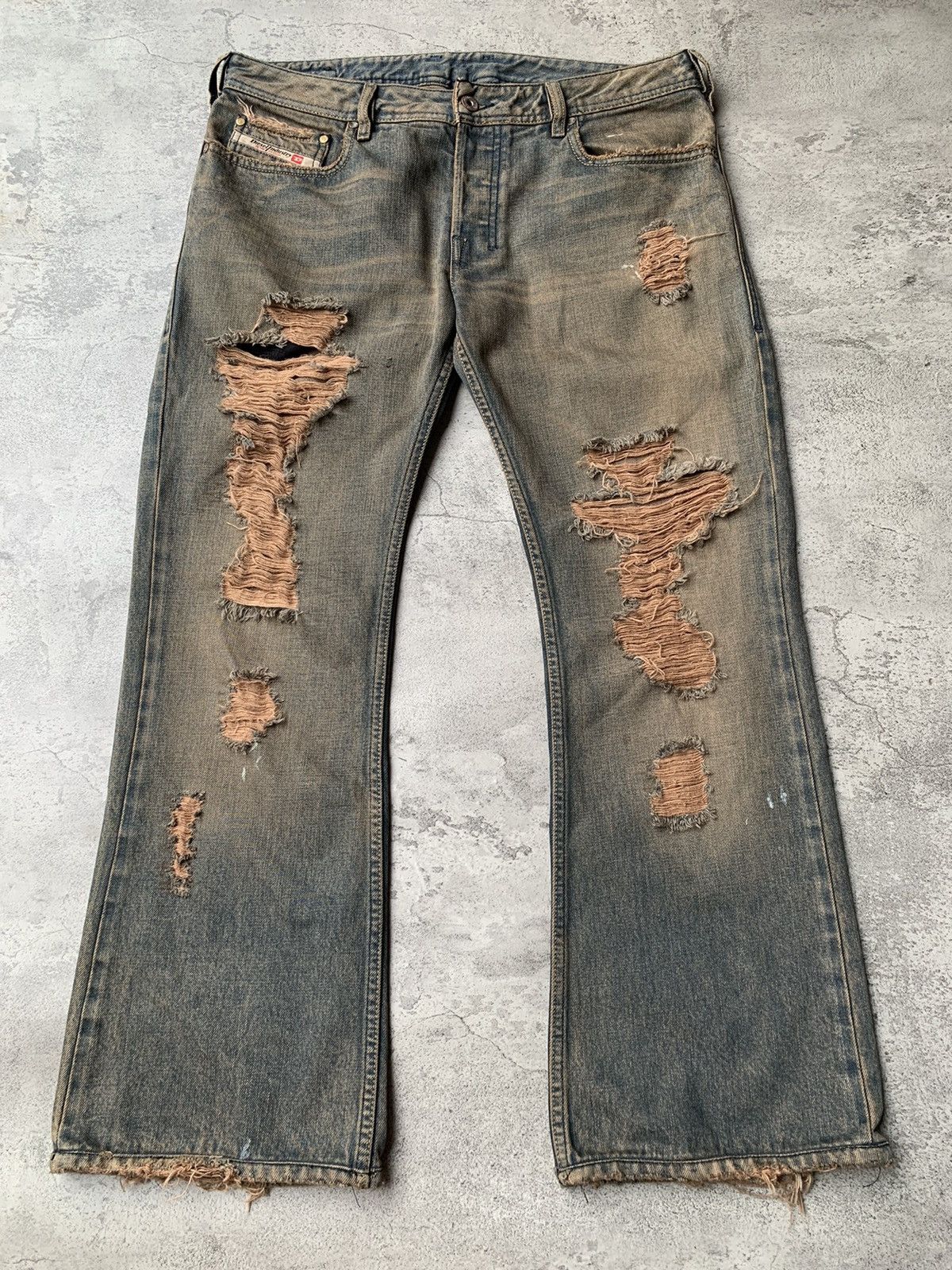 Pre-owned If Six Was Nine X Le Grande Bleu L G B Diesel Distressed Mudwash Flare Jeans