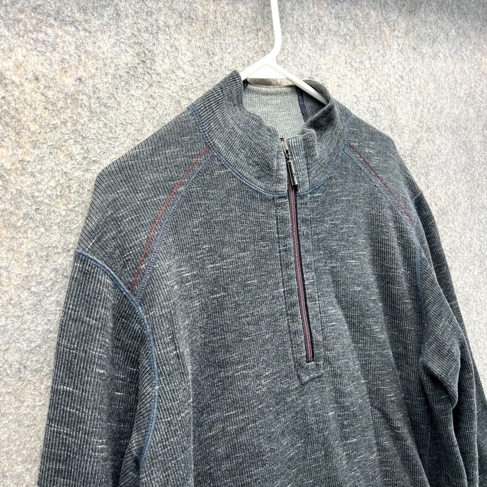 Tommy Bahama VINTAGE Tommy Bahama Sweater Mens XL Grey Pullover 1/4 Zip Reversible Fleece Jacket Polo Style Size US XL / EU 56 / 4 - 6 Thumbnail