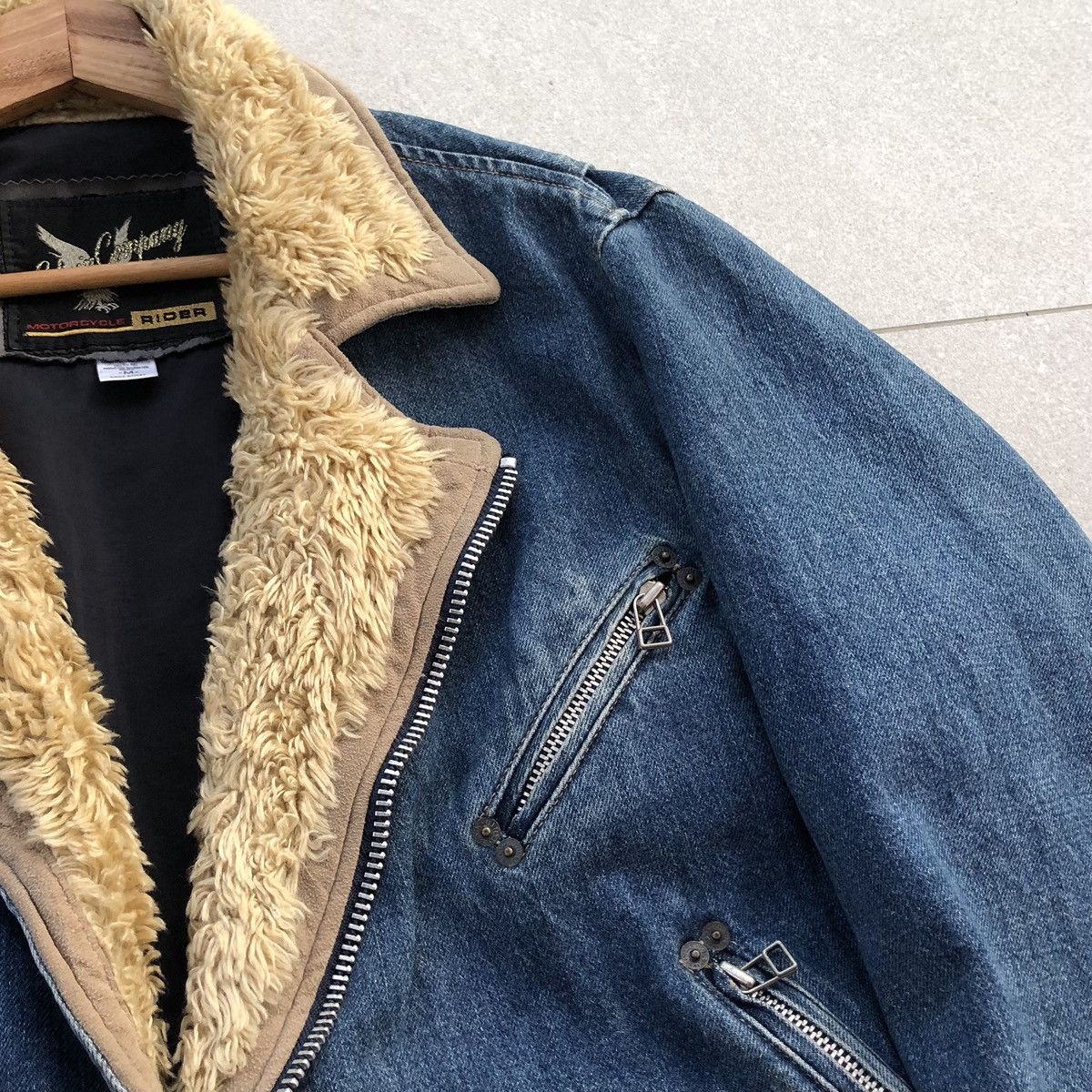 Edwin VTG Edwin Motorcycle Rider Double Fur Collar Denim Jacket Size US M / EU 48-50 / 2 - 3 Thumbnail