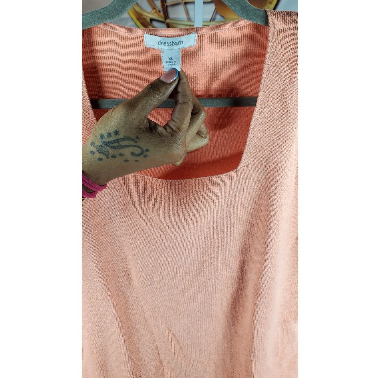 Other Dressbarn Peach Orange Short Sleeve Knit Sweater Size XL Size XL / US 12-14 / IT 48-50 - 4 Thumbnail
