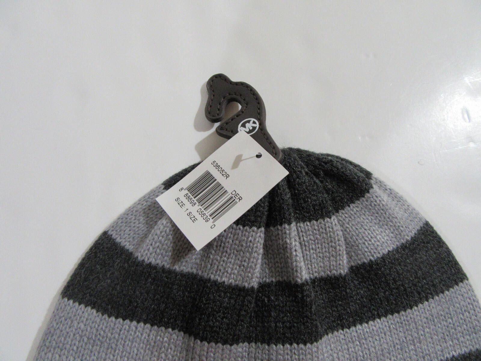 Michael Kors Michael Kors Slouchy Beanie Hat Derby Grey Striped NWT Size ONE SIZE - 2 Thumbnail