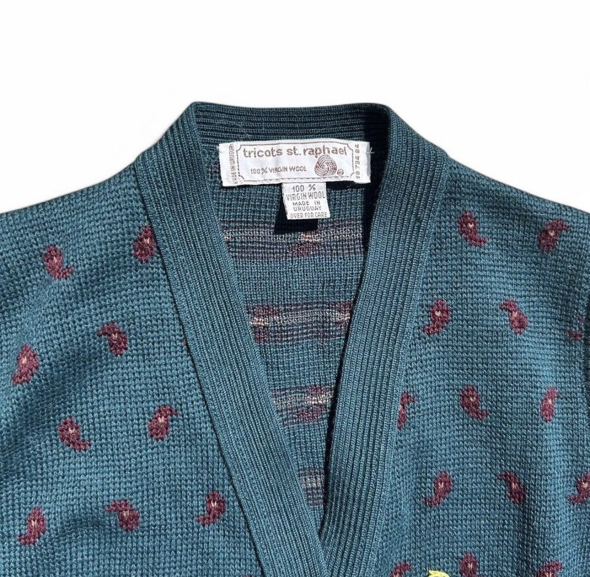 Tricots St. Raphael × Vintage Tricot St Raphael Green & Maroon Wool Sweatervest Women’s S Size S / US 4 / IT 40 - 4 Thumbnail