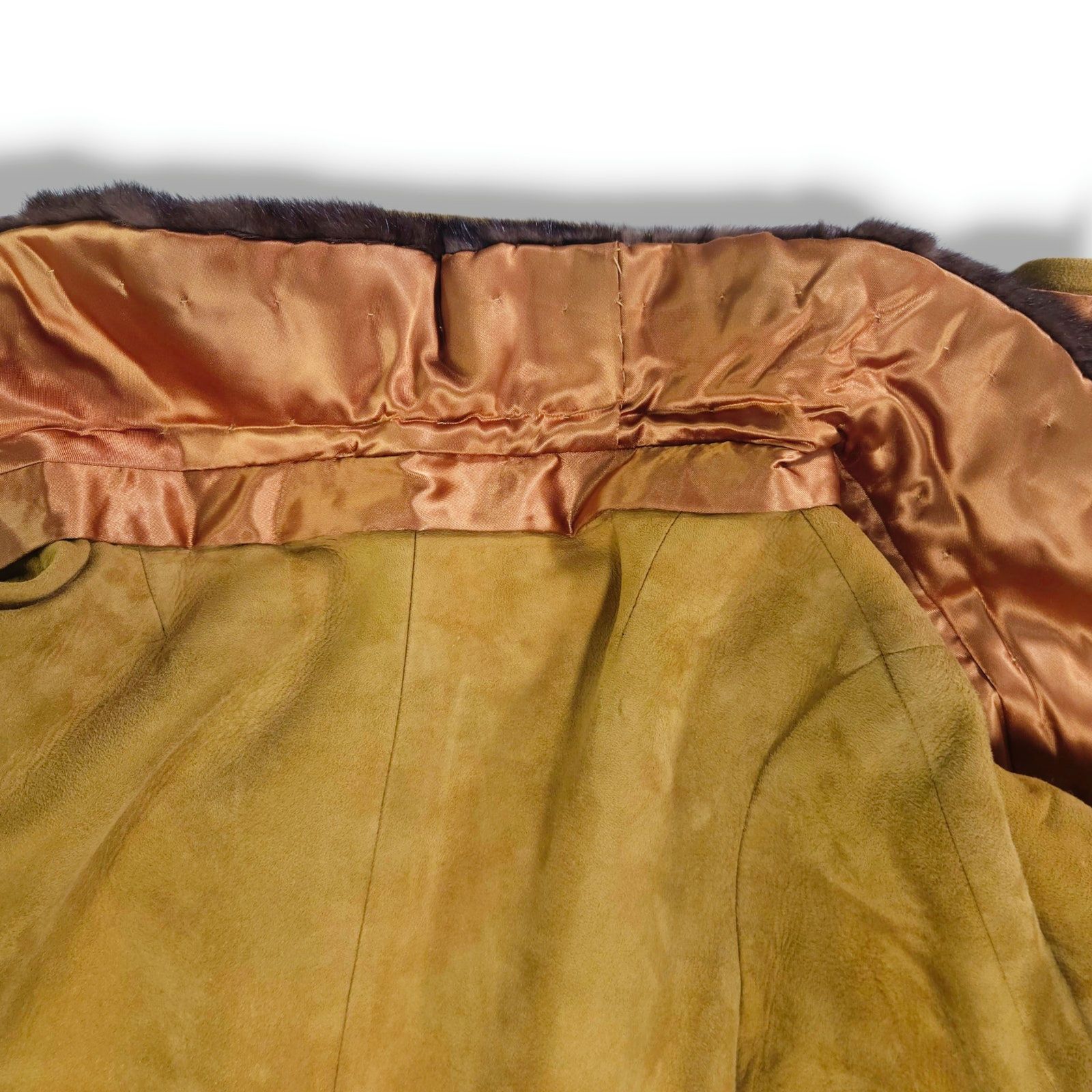 Other Vintage Suede Leather Fur-Trim Collar Button Swing Coat 8 Size M / US 6-8 / IT 42-44 - 6 Thumbnail