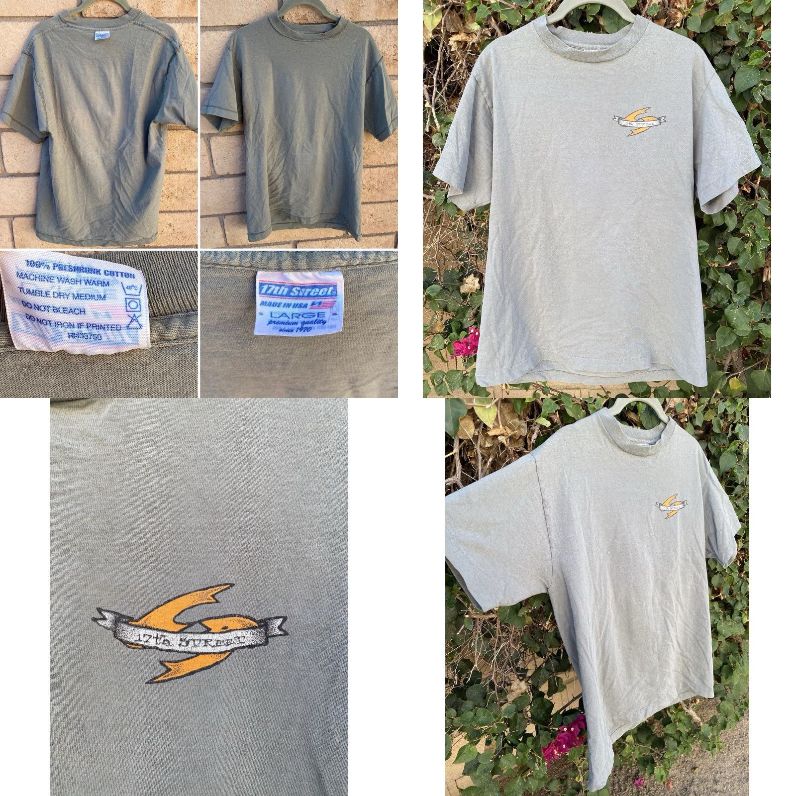 Vintage VINTAGE 17th Street Surf Shop Since 1970 T Shirt Worn Stains Single Stitch Sz L Men's Green Cotton Graphic Print Beach 90s? No question. Size US L / EU 52-54 / 3 - 8 Thumbnail