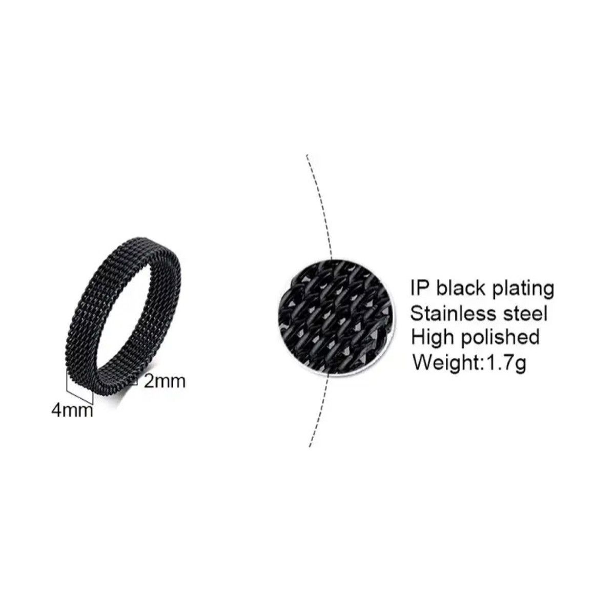 Other Mesh Stainless Steel Ring Size ONE SIZE - 2 Thumbnail