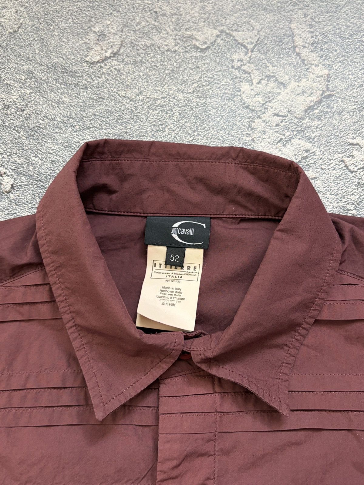 Just Cavalli Just Cavalli Archive Burgundy Pleated Shirt Italy IT 52 Size US L / EU 52-54 / 3 - 3 Thumbnail