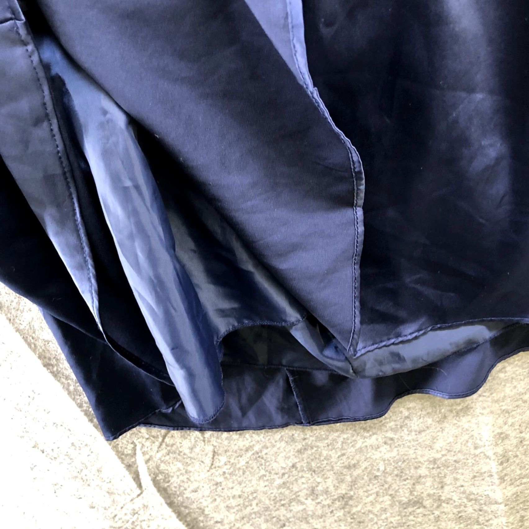 Vintage B. Darlin Satin Dress Size 7/8 Dark Blue Cut Out Lace Back Fit Flare Padded Cami Size M / US 6-8 / IT 42-44 - 5 Thumbnail