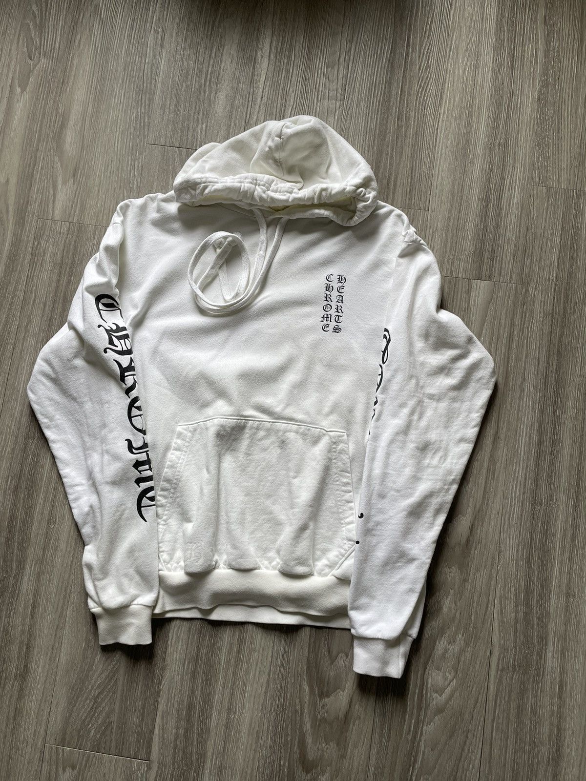 image of Chrome Hearts Vertical Hoodie in White, Men's (Size Medium)