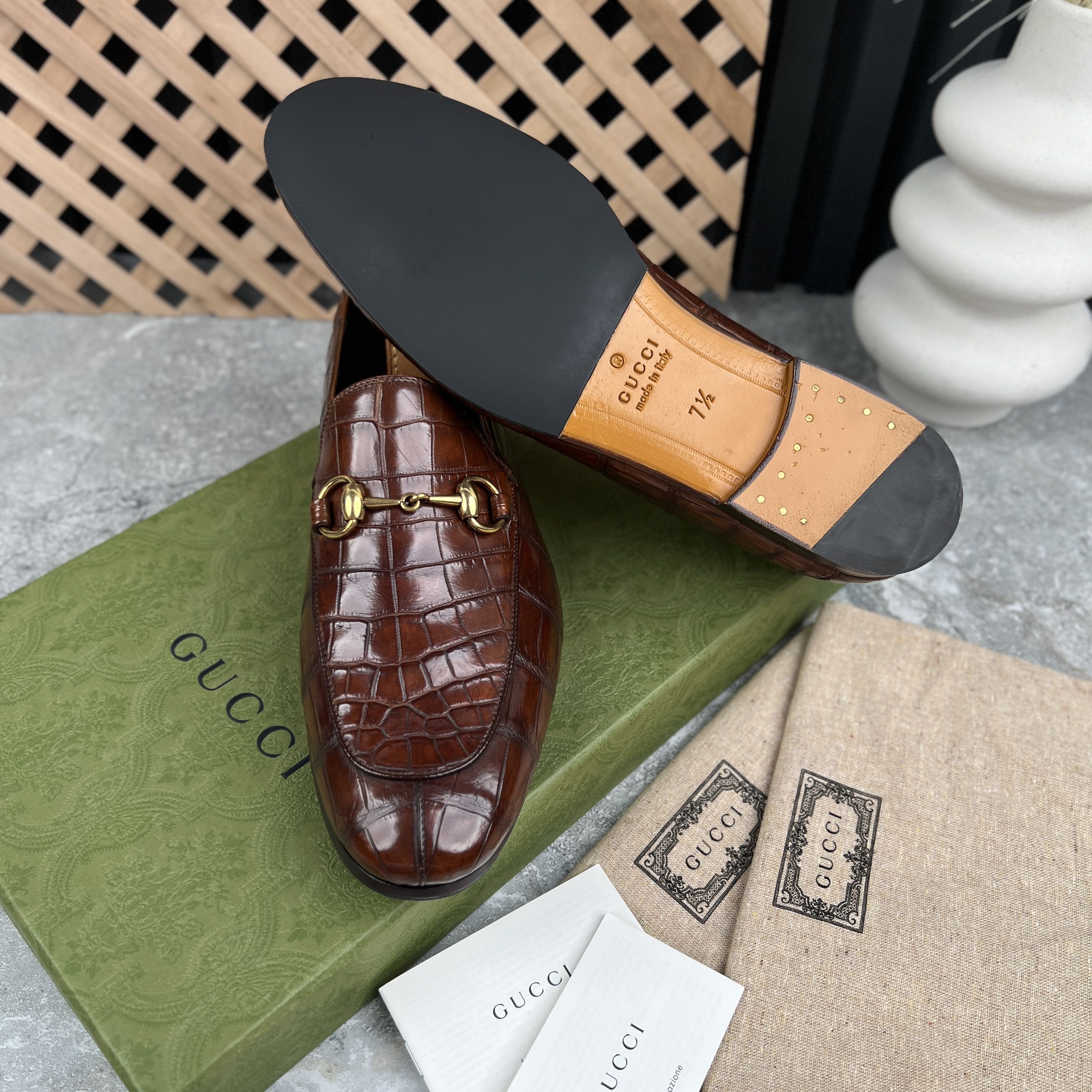 Gucci RRP$4470 RARE Gucci Jordaan Horsebit Loafer Crocodile Leathe Size US 8 / EU 41 - 10 Thumbnail