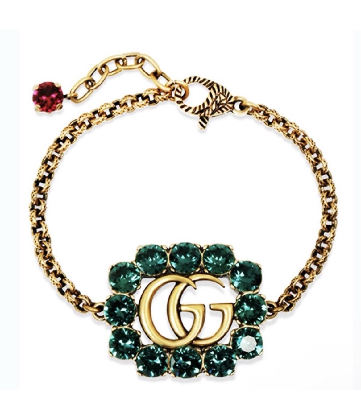 Gucci Authentic Gucci Gold Plated Crystal GG Chain Bracelet Size ONE SIZE - 4 Thumbnail