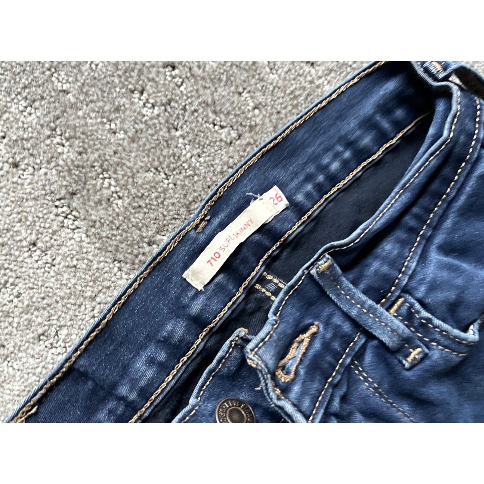 Levi's VINTAGE? (no) Levis 710 Levi'S 710 Slim Jeans Womens 26x29 Blue Denim Wash Stretch 26 Inseam 28 Zip Button Logo Zipper Cotton Denim Size 26" / US 2 / IT 38 - 3 Thumbnail