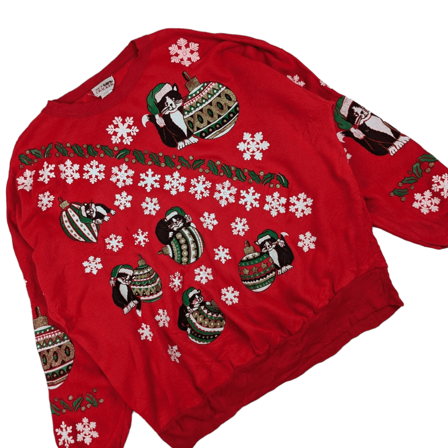 Vintage Vintage 90's NUT CRACKER Cat Full Print Christmas Jumper Size XXL / US 16-18 / IT 52-54 - 3 Thumbnail