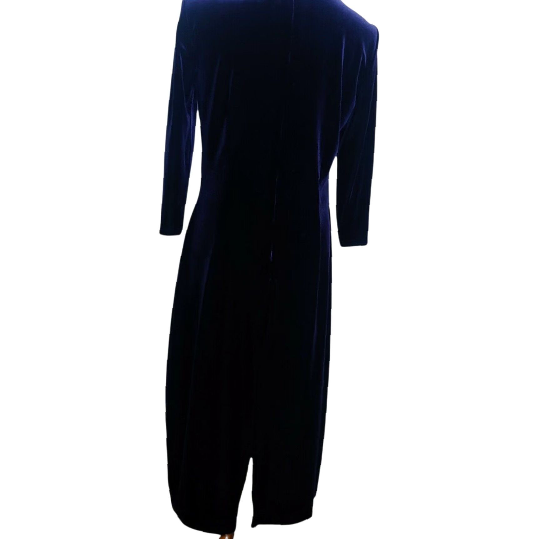 Vintage VINTAGE JS Collections Dress Velour Purple 90s Gothic Whimsical Knee Length Half Sleeve Zip Scoop Neck 12 Women Mens? Size XL / US 12-14 / IT 48-50 - 4 Thumbnail