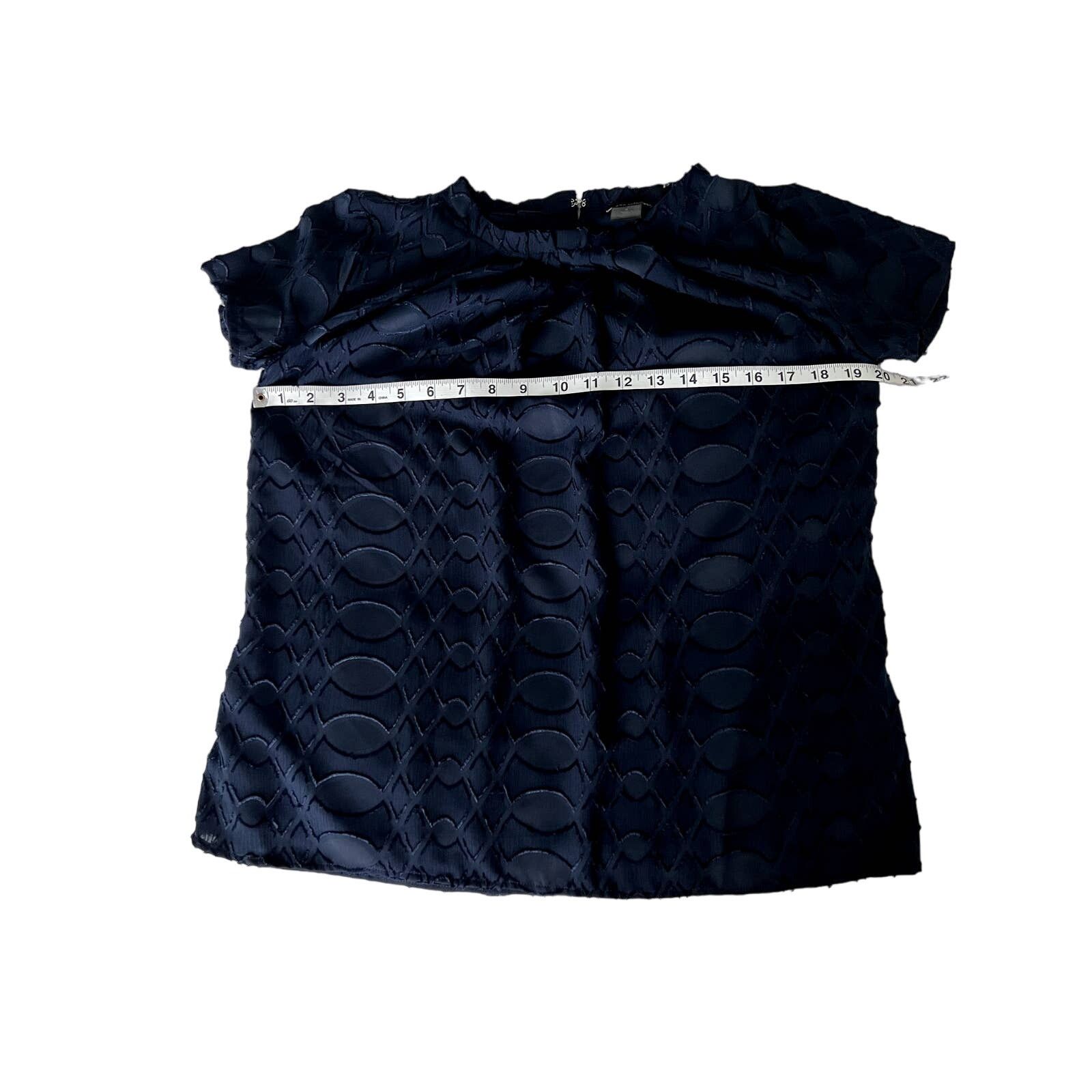 Ann Taylor Ann Taylor Women's Short Sleeve Blouse Navy Blue Small Size S / US 4 / IT 40 - 5 Thumbnail