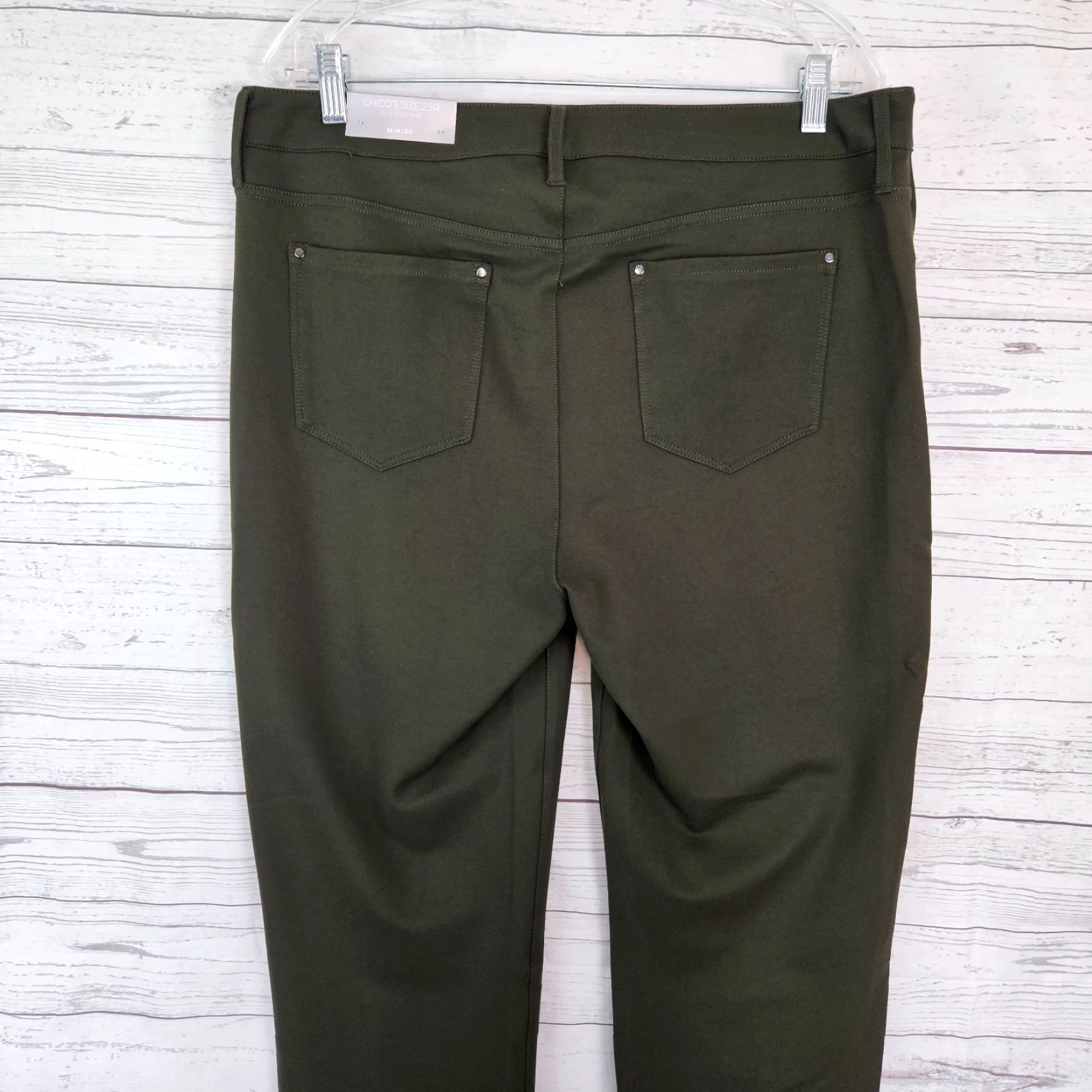 Vintage Chicos Womens Ponte Slim Leg Pants Sz 14 Green High Rise Size 36" / US 14 / IT 50 - 4 Thumbnail