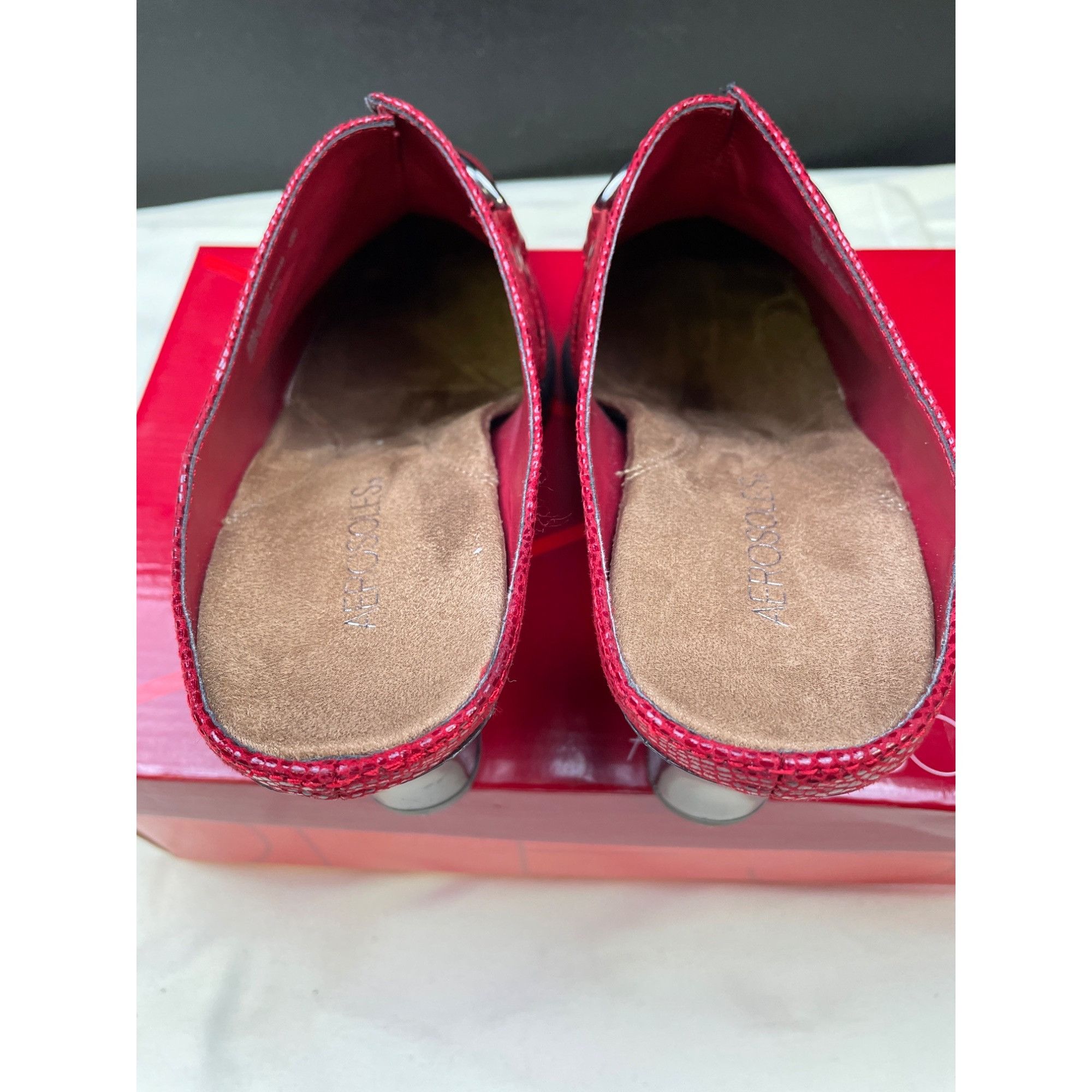 Other Aerosoles Womens Red Snake Leather Slip on Shoes Heels Size Size US 9 / IT 39 - 6 Thumbnail