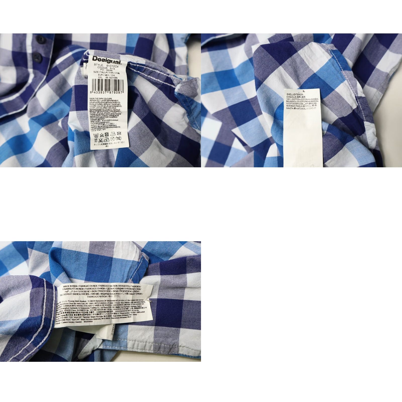 Desigual DESIGUAL Shirt Men's 2XL Regular Fit Collared Multicolor Check Button-Up Size US XXL / EU 58 / 5 - 8 Thumbnail