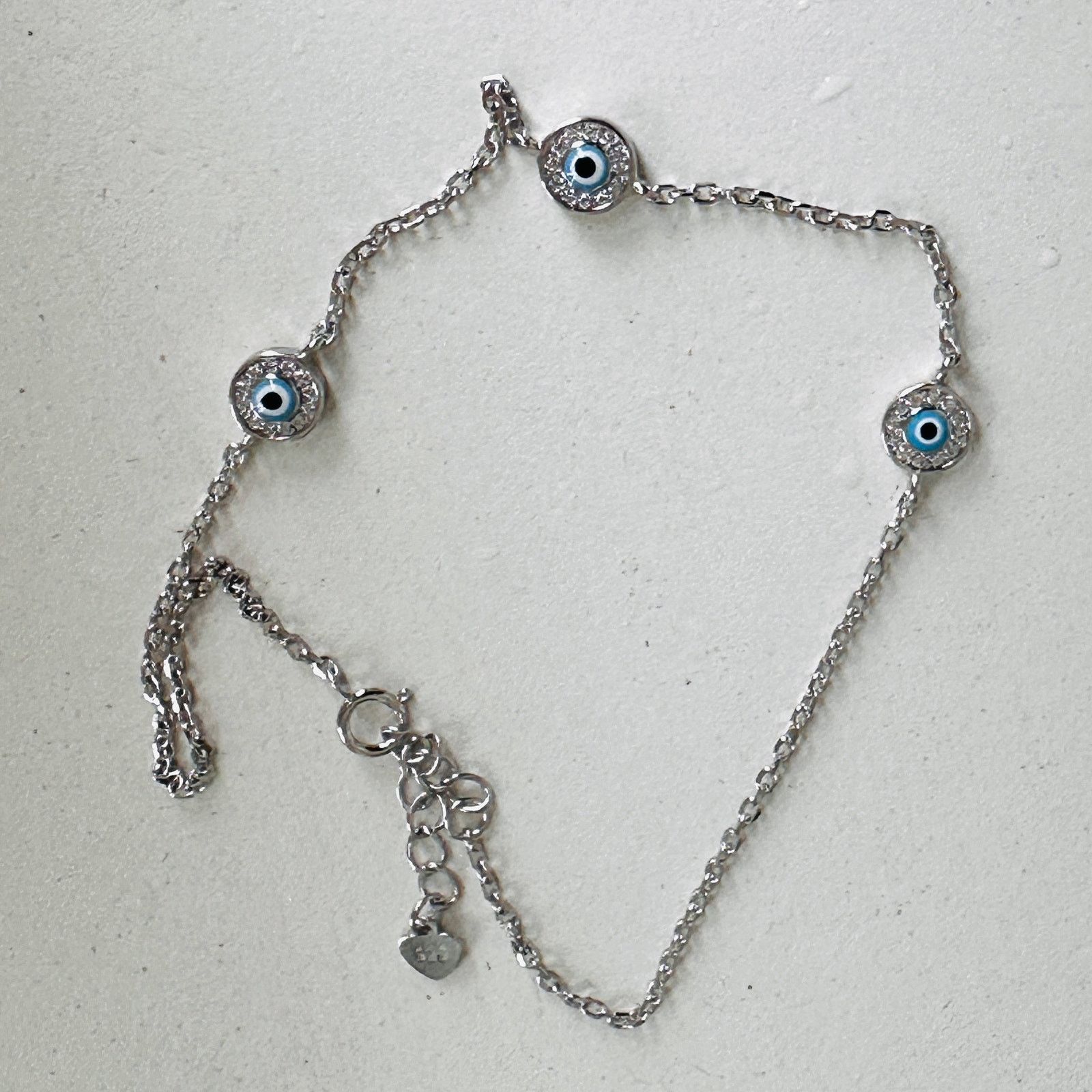 The Unbranded Brand 925 Sterling Silver Evil Eye CZ Anklet Size ONE SIZE - 4 Thumbnail