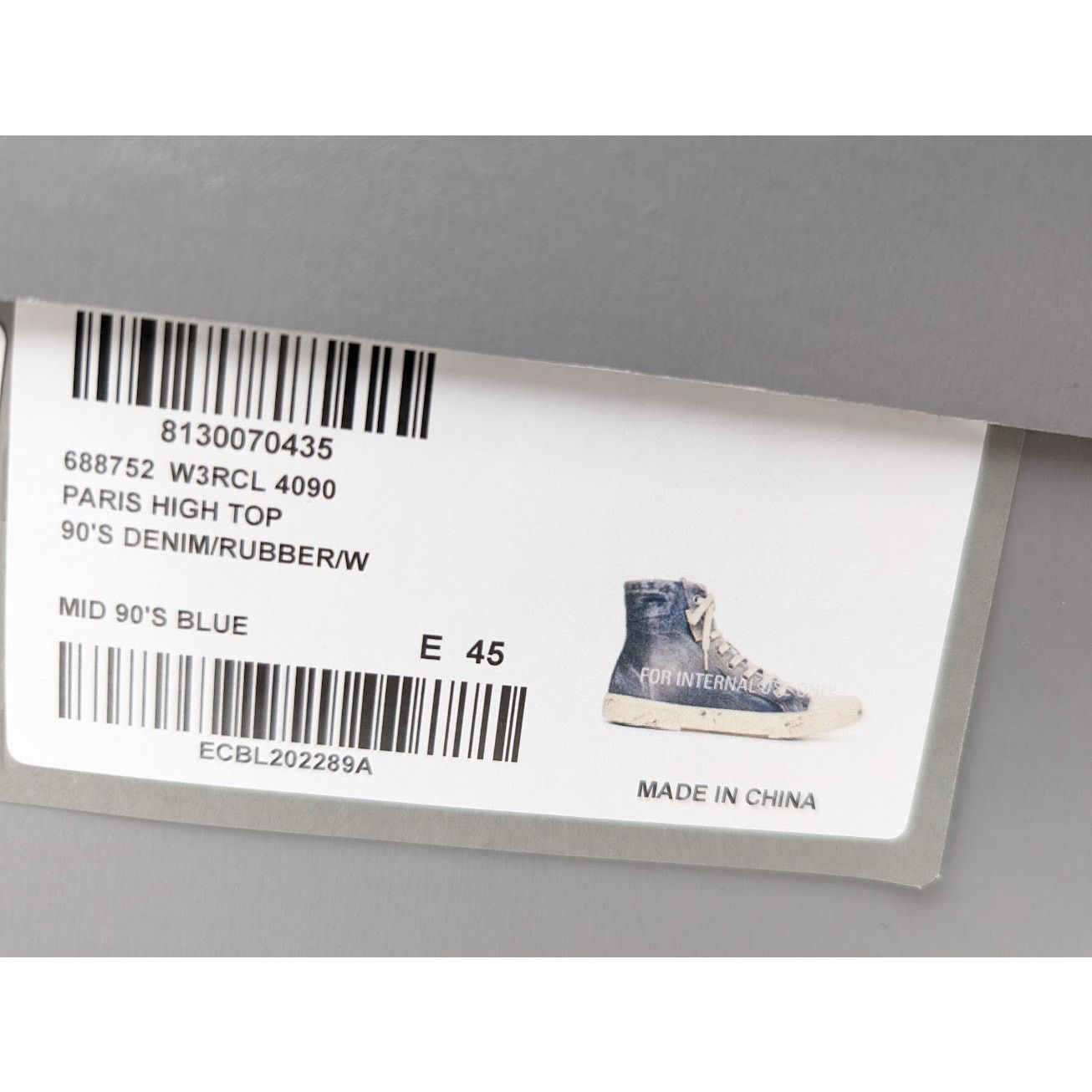 Balenciaga o1rshd1 Q:2 / 90'S Paris High-Top Sneakers in Denim Blue Size US 12 / EU 45 - 23 Thumbnail