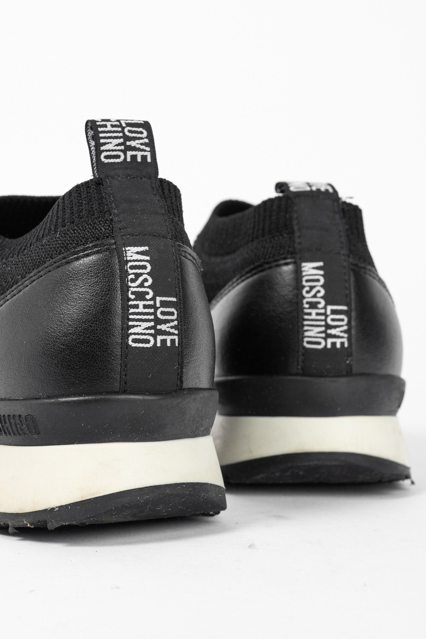 Love Moschino Love Moschino Black Love & Peace Slip-On Knit Sneakers Size US 5.5 / IT 35.5 - 10 Thumbnail