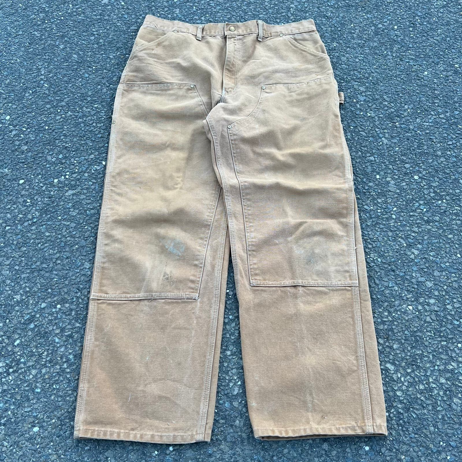 image of Carhartt Brown Double Knee Work Wear Carpenter Pants, Men's (Size 36)