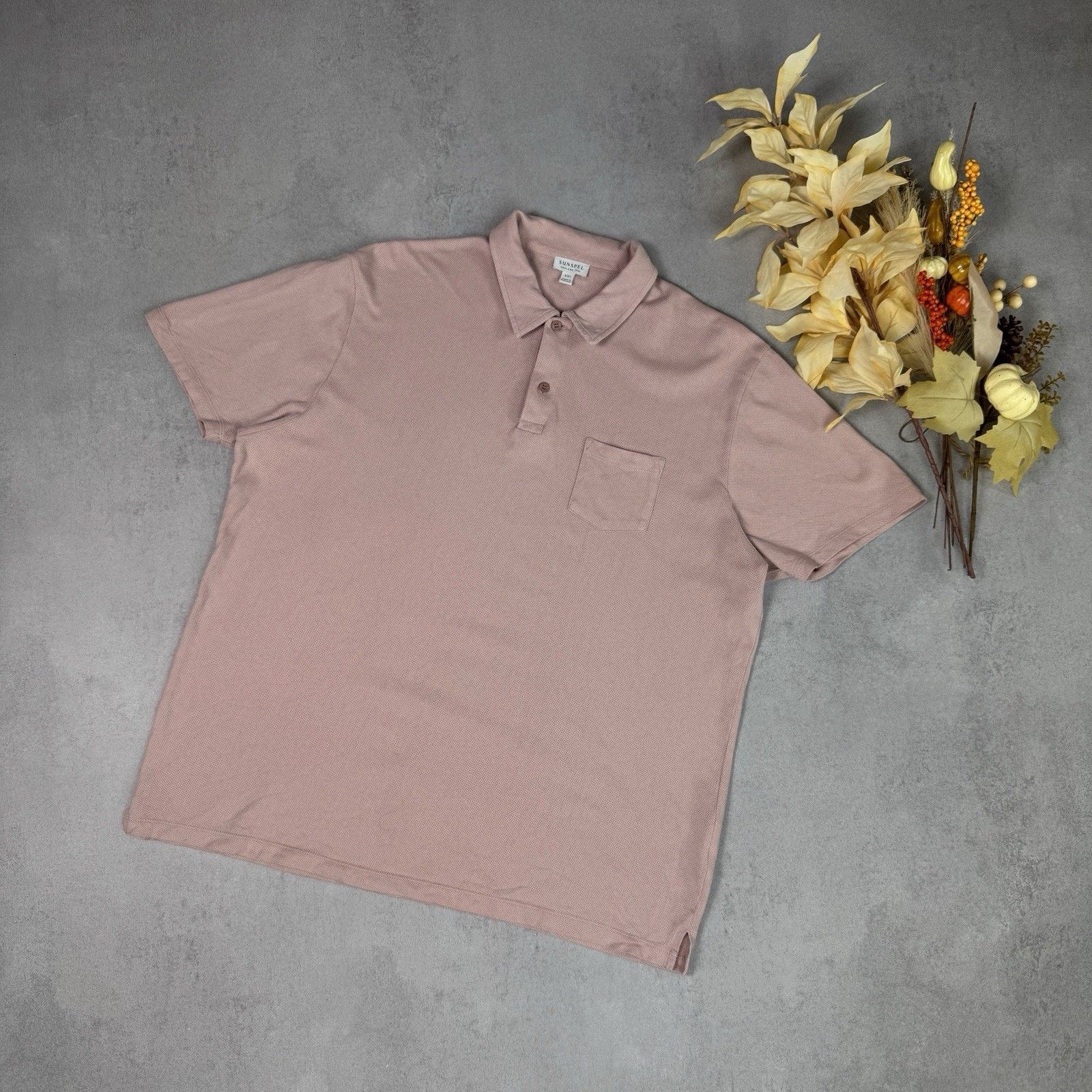 Sunspel Men Cotton Polo T Shirt Size XXL Pink