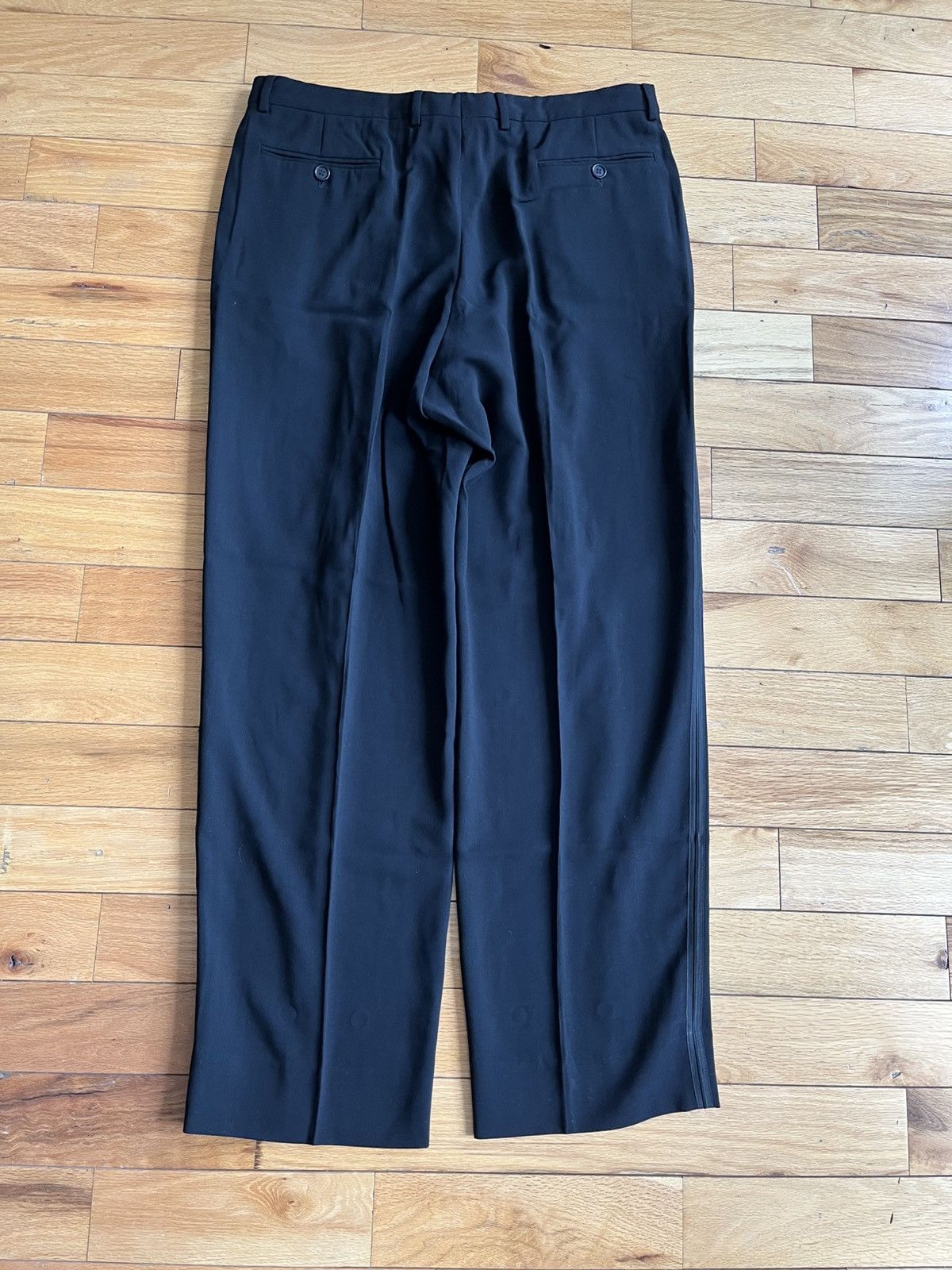 Giorgio Armani Wool Pleated Wide Legged Tuxedo Trousers Size US 38 / EU 54 - 2 Thumbnail