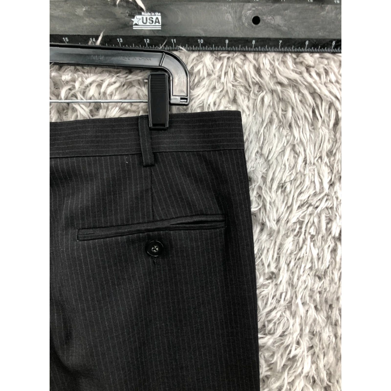 Vintage Axist Mens Dress Pants 36x34 Black Pin Striped Size US 36 / EU 52 - 6 Thumbnail
