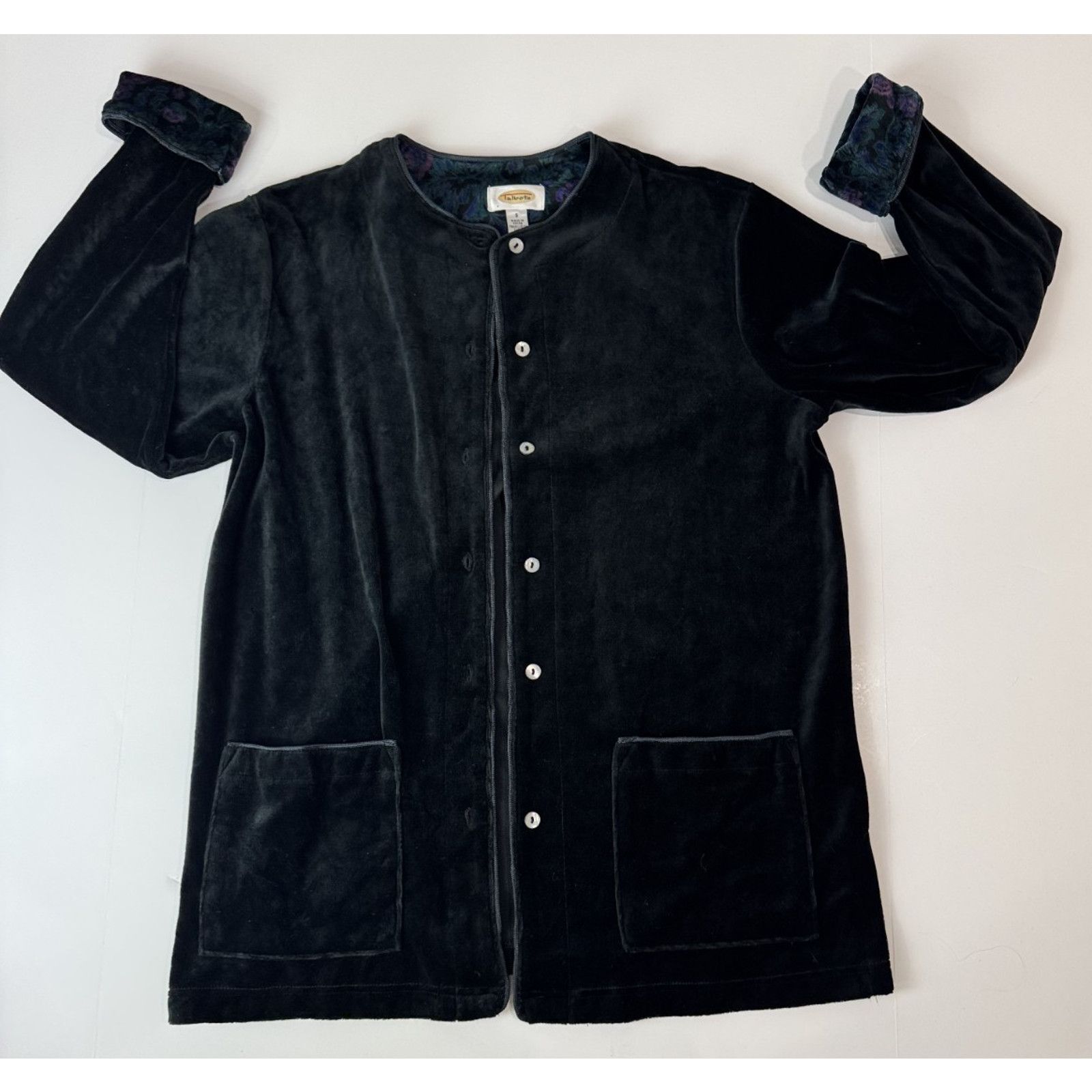 Other Vintage Talbots Black Velvet Floral Velvet Jacket 90s Small Size S / US 4 / IT 40 - 2 Thumbnail