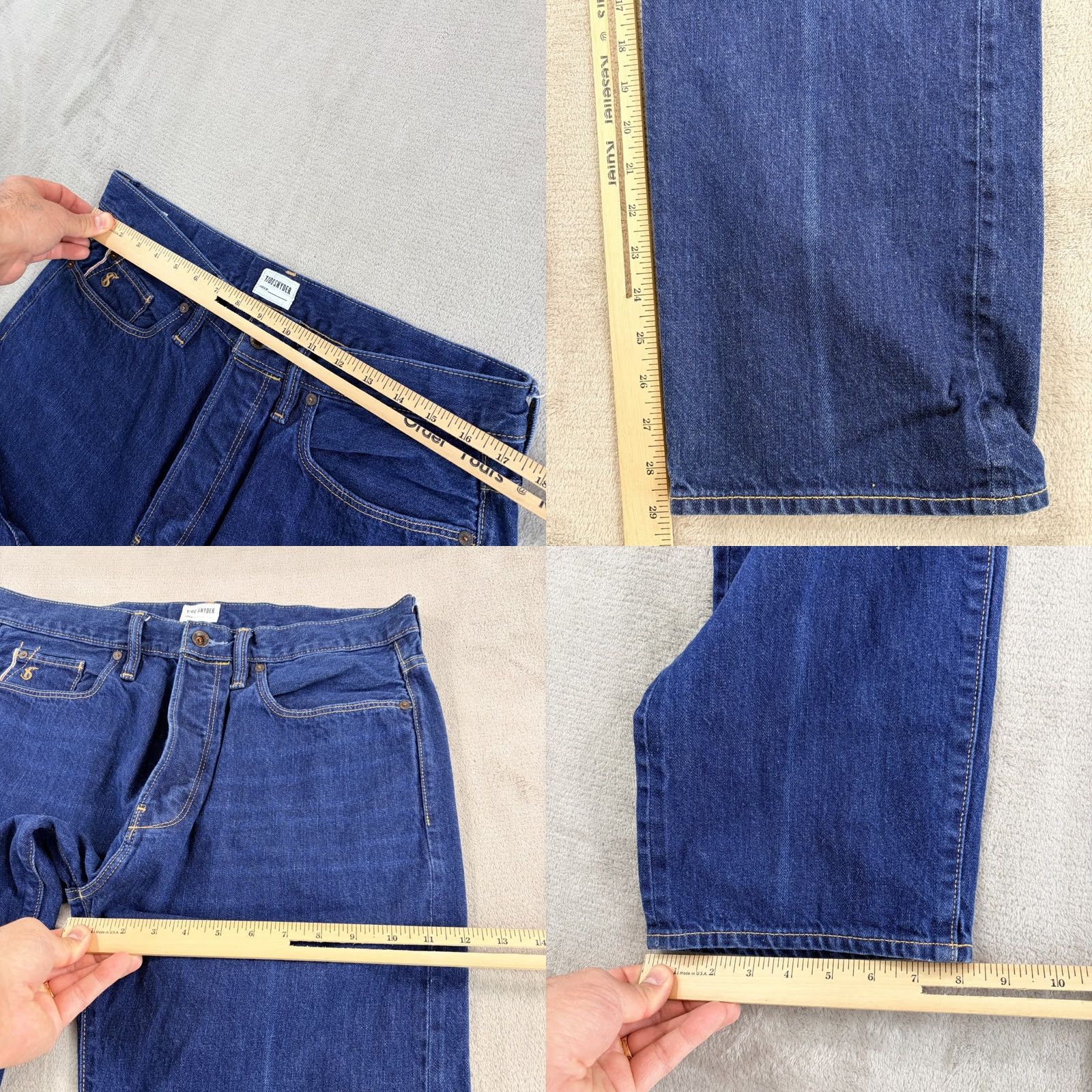Todd Snyder Todd Snyder Jeans in Blue Wash Mens 34x29 12.5oz Selvedge Denim Classic Fit Straight 5-Pocket Denim Jeans USA Theme Button Closure Regular Waist Size US 34 / EU 50 - 8 Thumbnail
