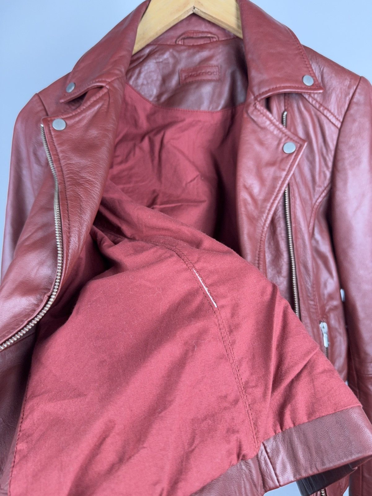 Genuine Leather Avant Garde 00s Red Leather Biker Moto Punk Rock Jacket Size S / US 4 / IT 40 - 11 Thumbnail