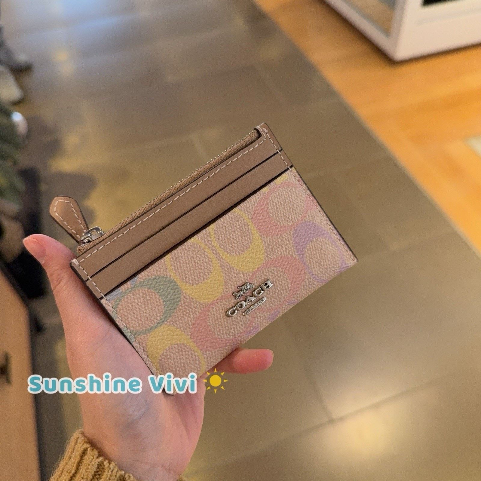 Coach NWT Coach Mini Skinny Id Case Rainbow Silver Sand CDF92 Size ONE SIZE - 2 Thumbnail